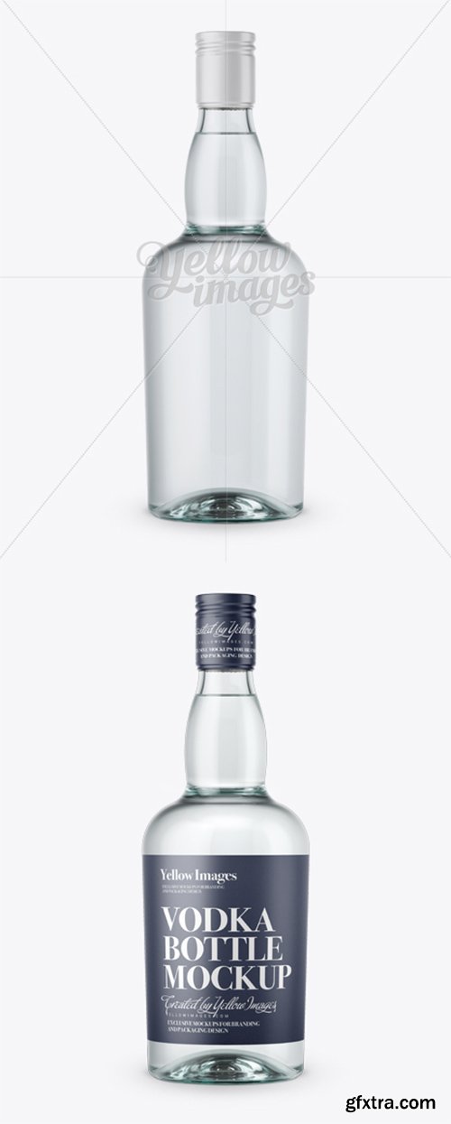 Clear Glass Vodka Bottle Mockup - Front View 12310