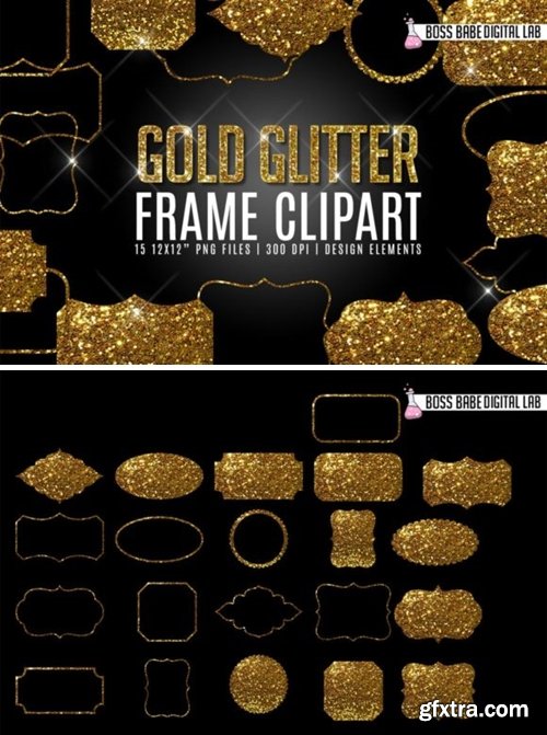 Gold Glitter Frame Clipart 2000630