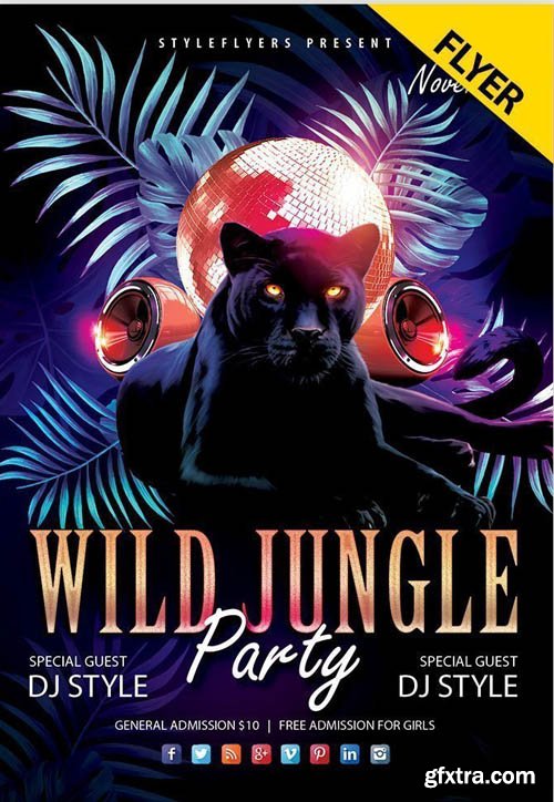 Wild Jungle Party V0911 2019 PSD Flyer Template