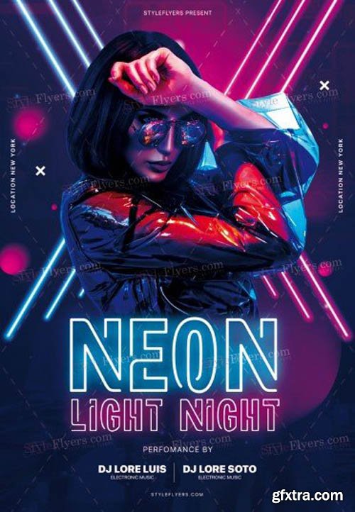 Neon Light Night V0911 2019 PSD Flyer Template