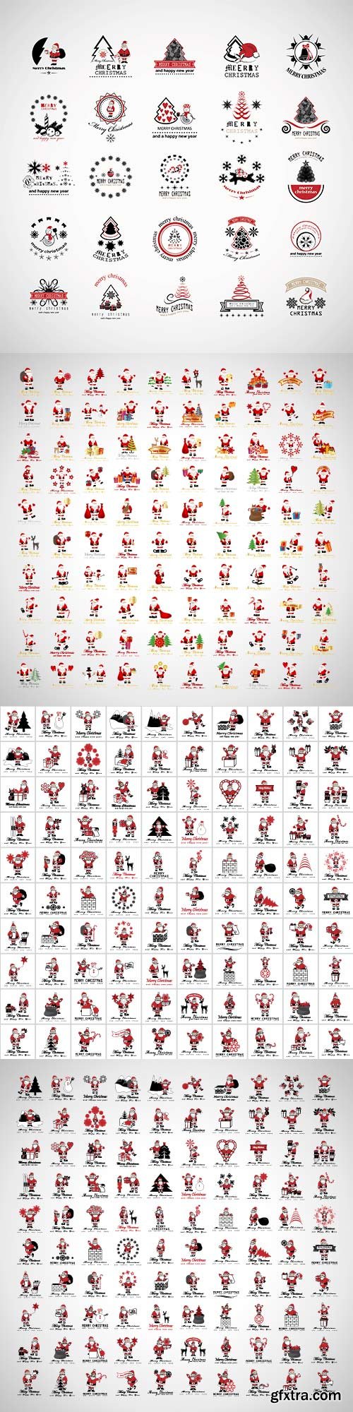Santa Claus icons and Christmas elements set vector illustration