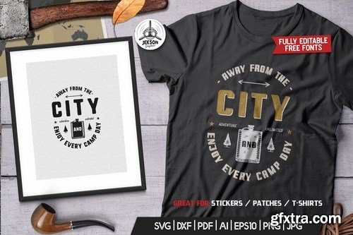 Away From The City, Camping Retro Adventure TShirt