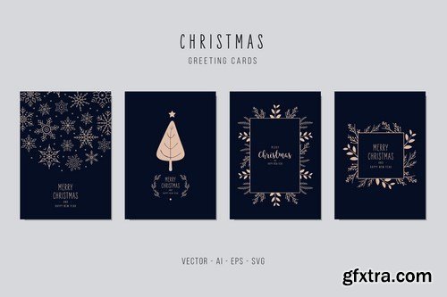 Christmas Greeting Vector Card Set