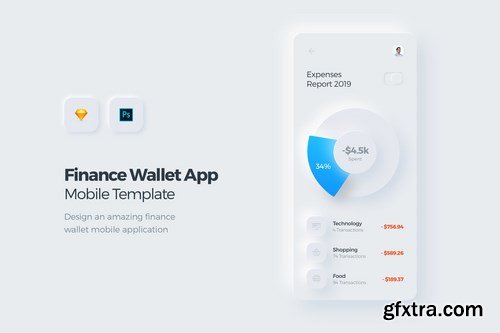 Finance Wallet Mobile App UI Kit Template