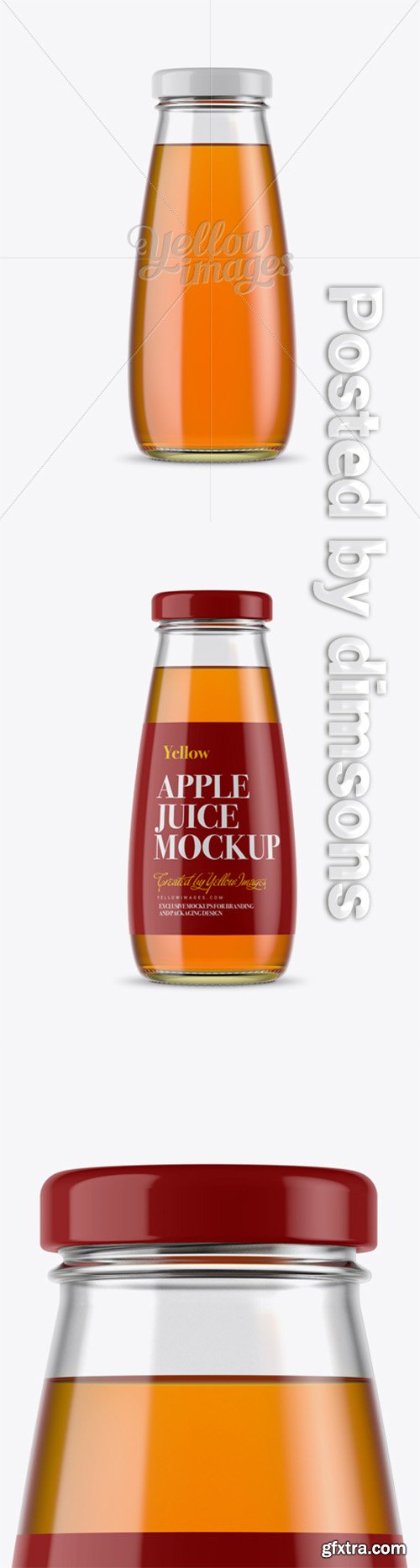 330ml Clear Glass Apple Juice Bottle Mockup 14469