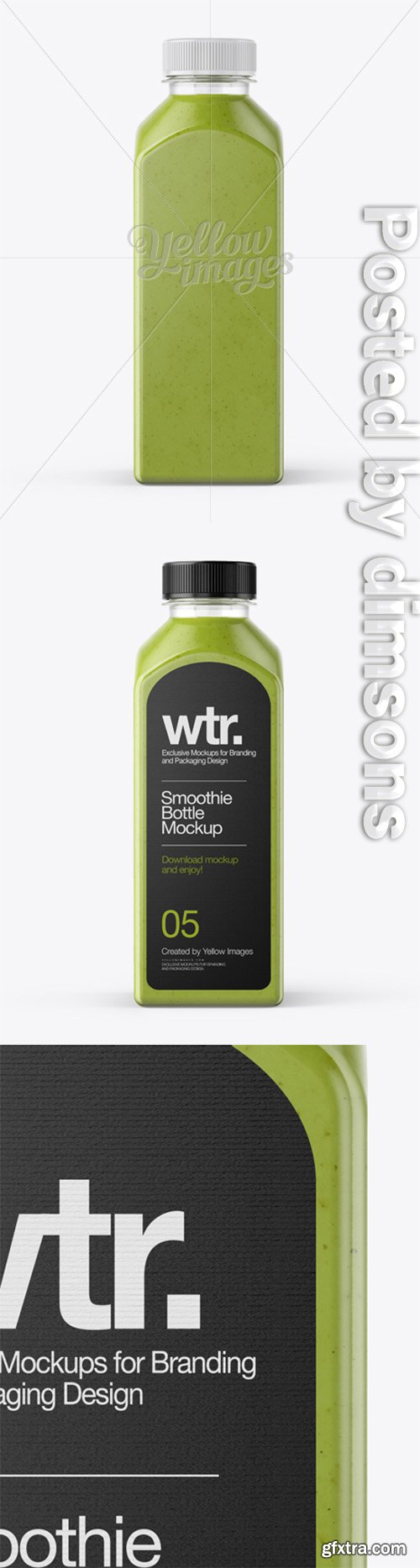 Square Green Smoothie Bottle Mockup - Front View 14580