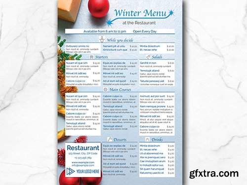 Restaurant Menu Layout with Blue Accents 302741906