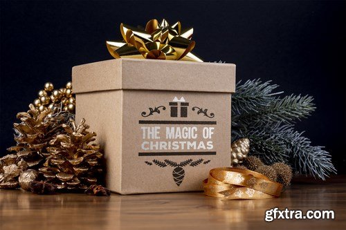 Christmas gift box mockup
