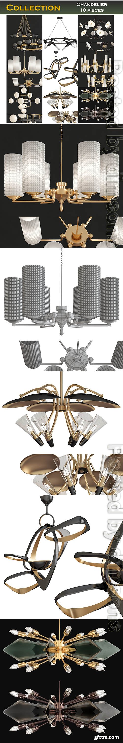Cgtrader - Chandeliers 3d models Collection 10 models Low-poly 3D model