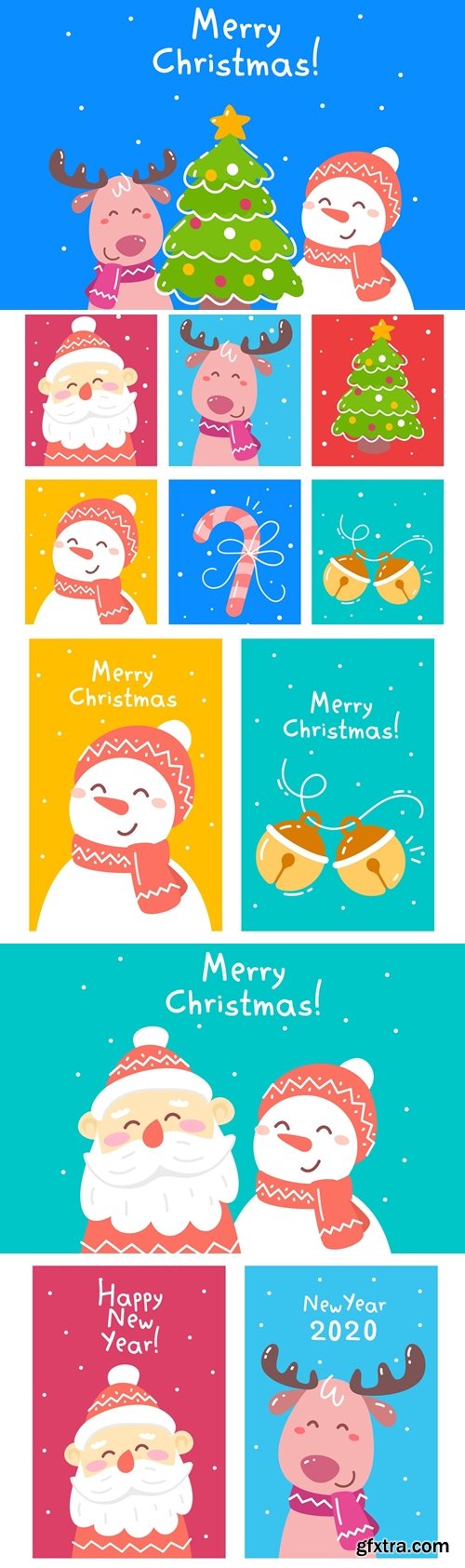 Set of Christmas card illustrations