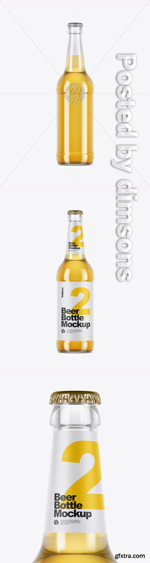 Clear Glass Bottle With Lager Beer Mockup 28778