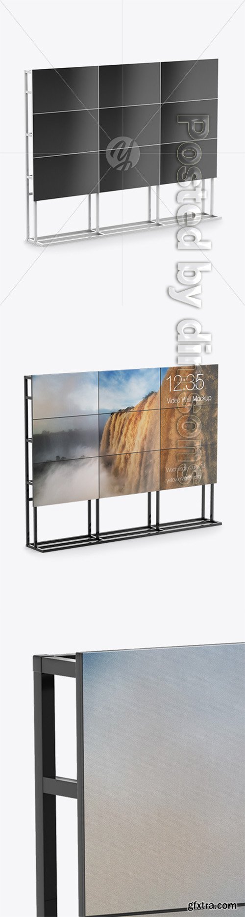 LCD Video Wall Stand Mockup - Half Side View 31443