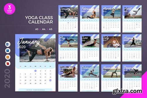 Yoga Class Calendar 2020 Calendar - AI, DOC, PSD
