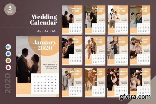 Wedding Calendar 2020 Calendar - AI, DOC, PSD