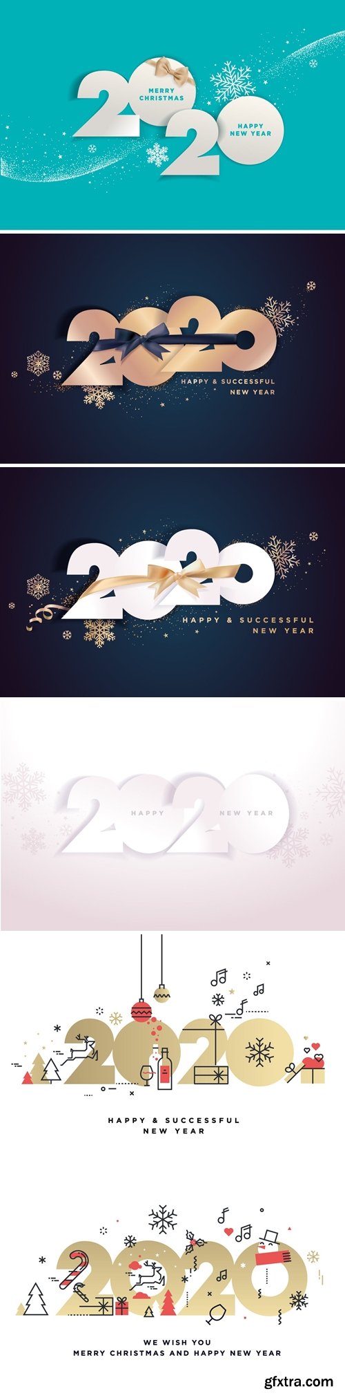 Happy New Year 2020 business greeting card