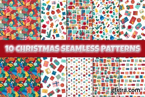 Christmas And New Year Seamless Patterns Set