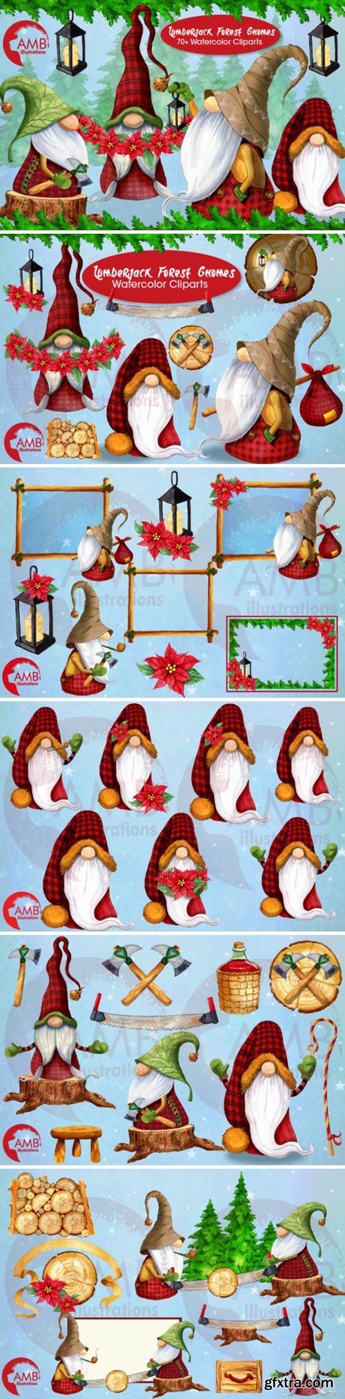 Christmas Watercolor Cabin Gnomes 2113815