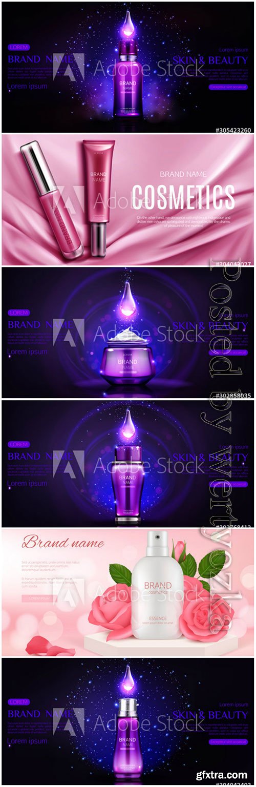 Beauty product cosmetic advertising promo poster realistic 3d vector