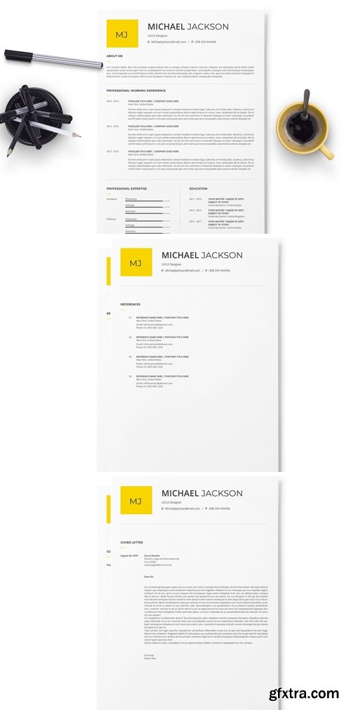 Minimal Resume And Cover Letter With Yellow Acsen