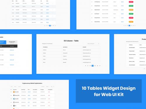 10 Tables Widget Design for Web-UI Kit