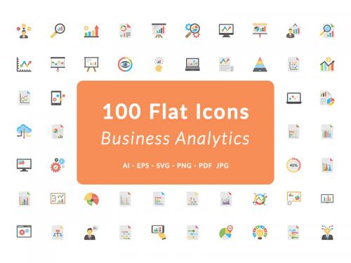 100 Flat Icons for Business Analytics
