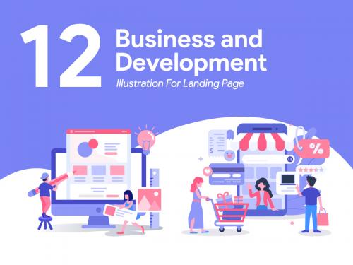 12 Business and Development Illustration for Landing Page