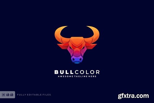 Bull Head Color Gradient Logo template