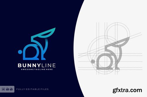 Bunny Color Line Logo Template