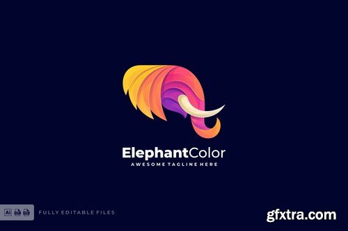 Elephant Head Colorful Gradient Logo Template