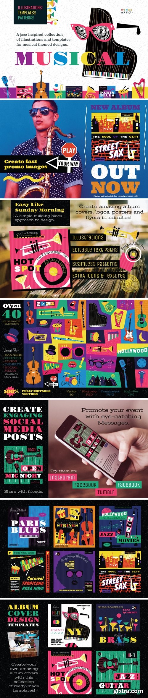 Musical Illustrations and Poster Templates