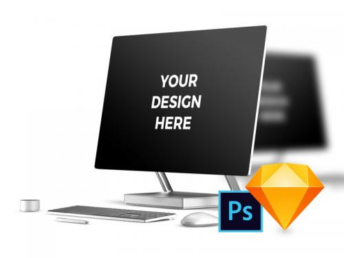 3x Microsoft Surface Studio Mockups