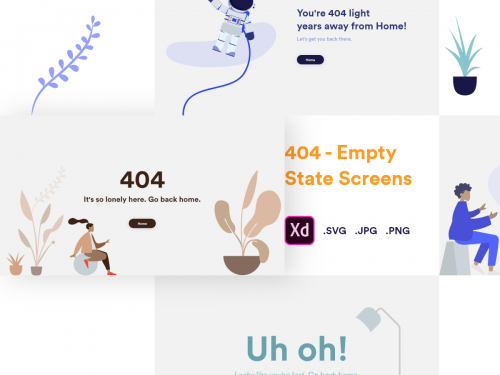 404 - Not Found Empty State Screens for Web