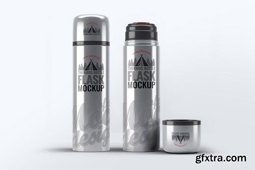 Steel Thermos Bottle Mock-Up
