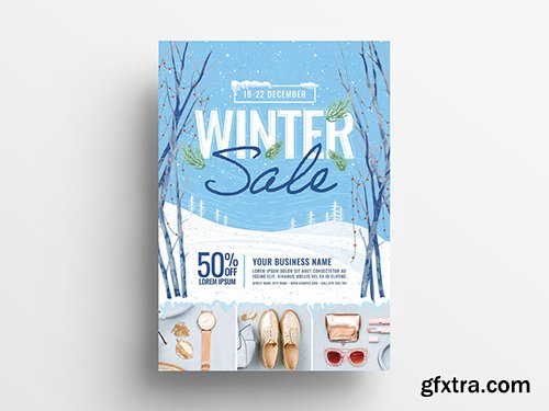 Event Flyer with Winter Scene Illustration 305813831