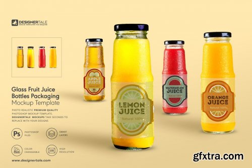 CreativeMarket - Fruit Juice Glass Container Mockup 4138030