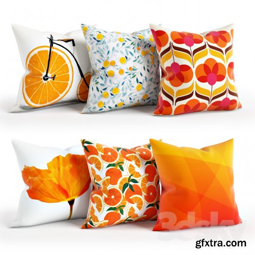 Orange Pillow Set 001 3D models
