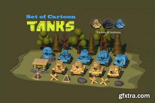 Set of Cartoon Tanks