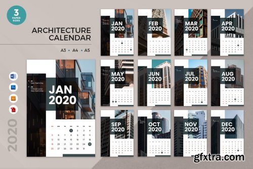 Architecture 2020 Calendar - AI, DOC, PSD