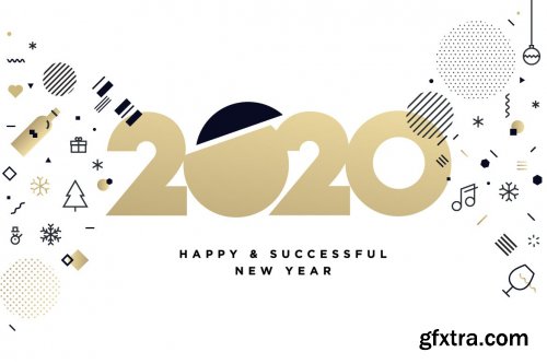 New Year 2020 Business Greeting Card