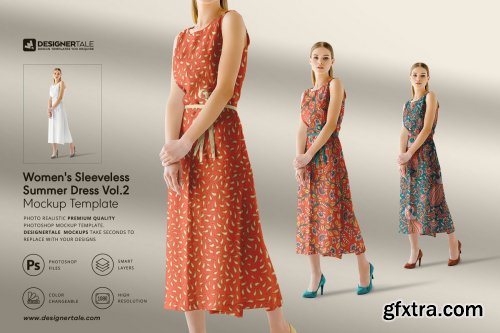 CreativeMarket - Women Sleeveless Summer Dress Mockup 4102872
