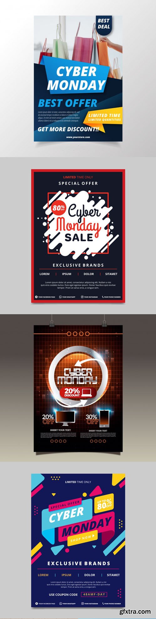 Cyber Monday Offers Flyers Vector Collection