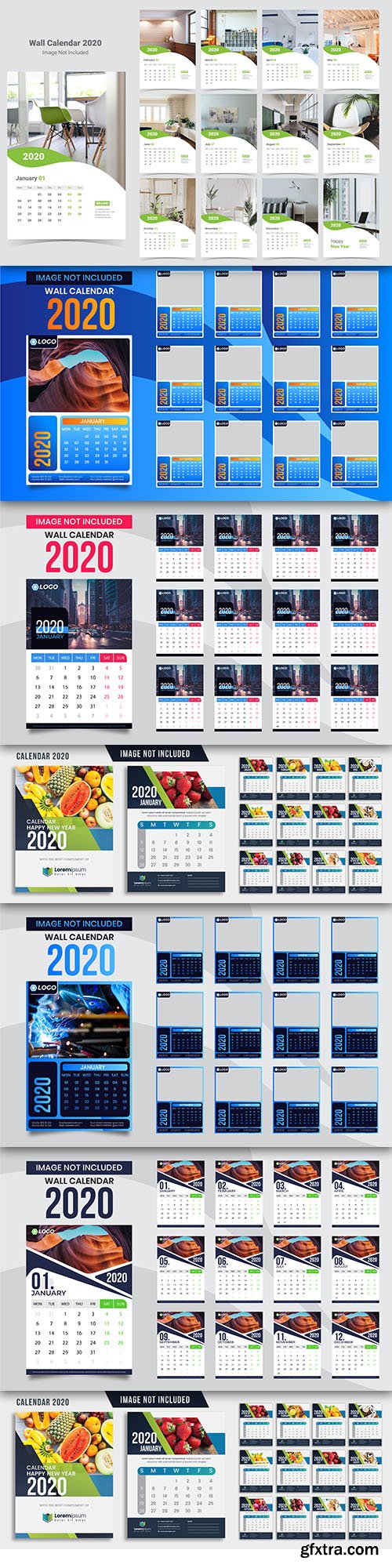 Calendar New Year 2020 design template 2