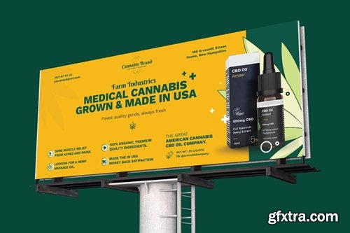 Cannabis Hemp Oil Billboard PSD Template