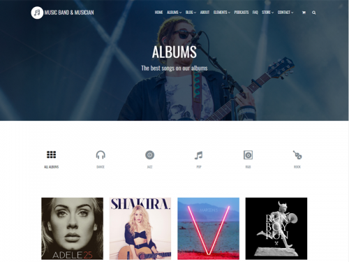 Albums 4 Columns - Music WordPress Theme