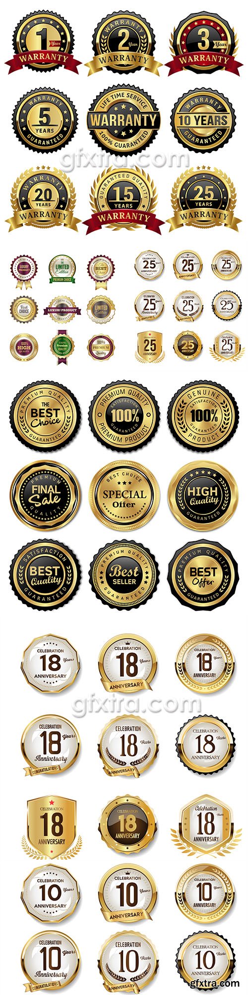 Premium quality gold badges and labels collection 31