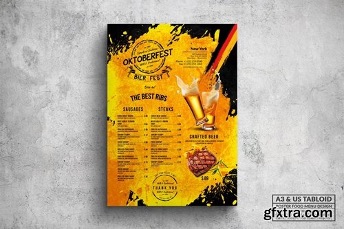 Oktoberfest Poster Food Menu - A3 & US Tabloid