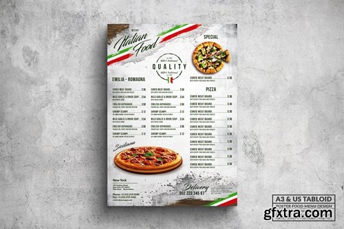 Italian Pizza Poster Food Menu - A3 & US Tabloid