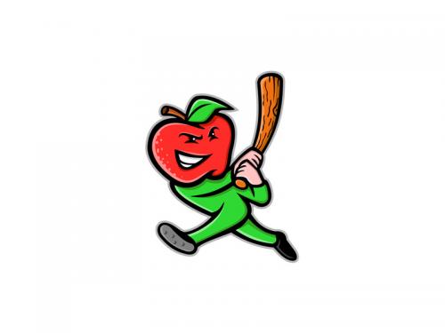 Apple Baseball Mascot