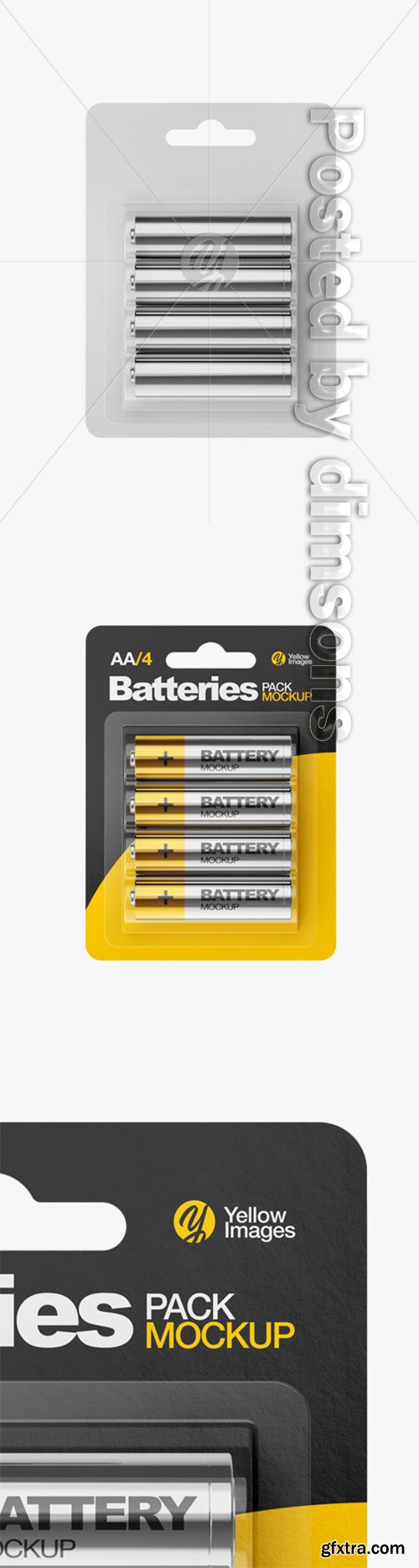 4 Pack Metallic Battery AA Mockup 33120