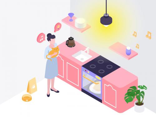 Automatic Kitchen Isometric Illustration